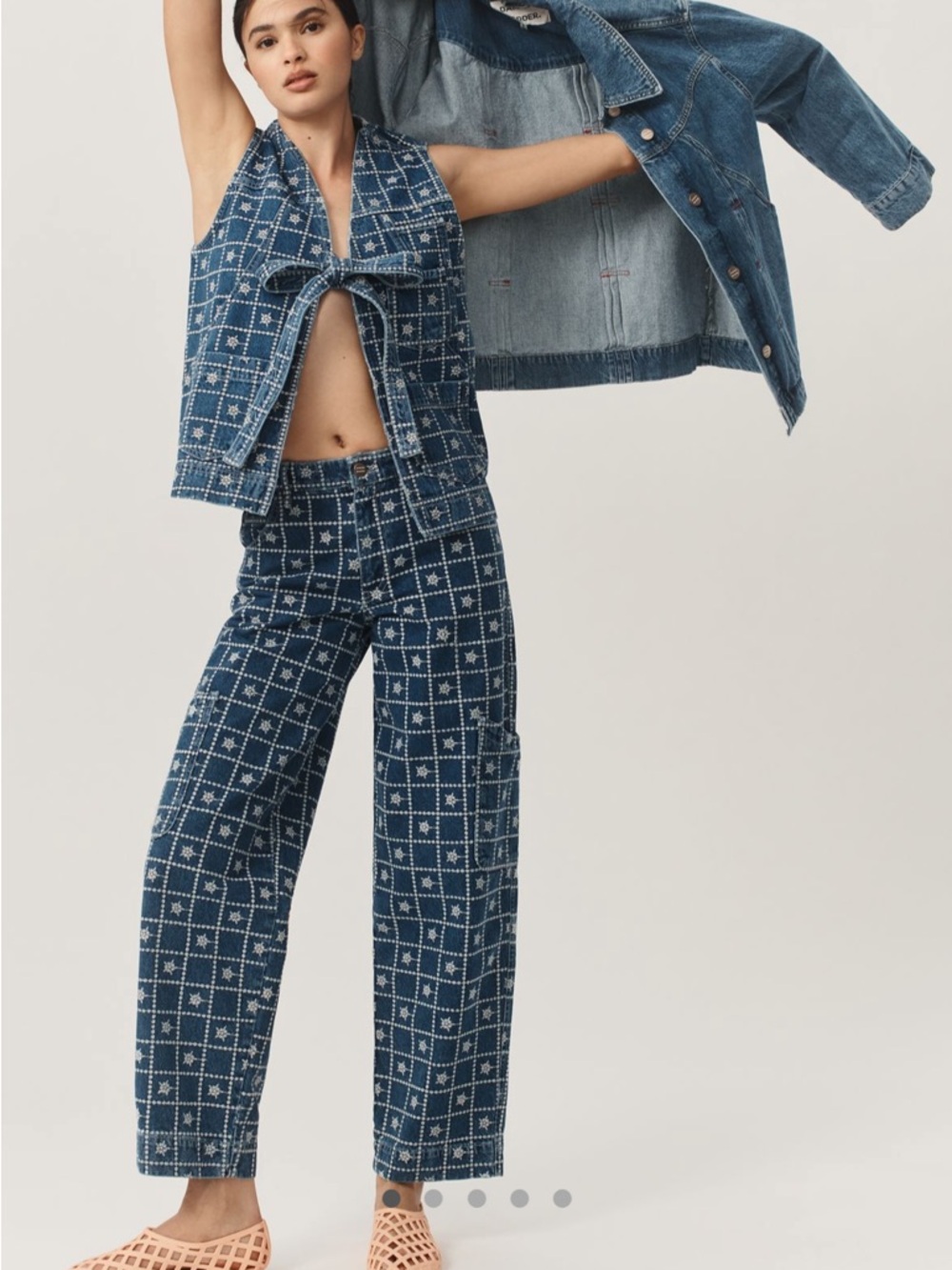 Damson Madder Drew Embroidered Cargo Jeans NWT | Size 4 | Blue - Picture 2 of 7